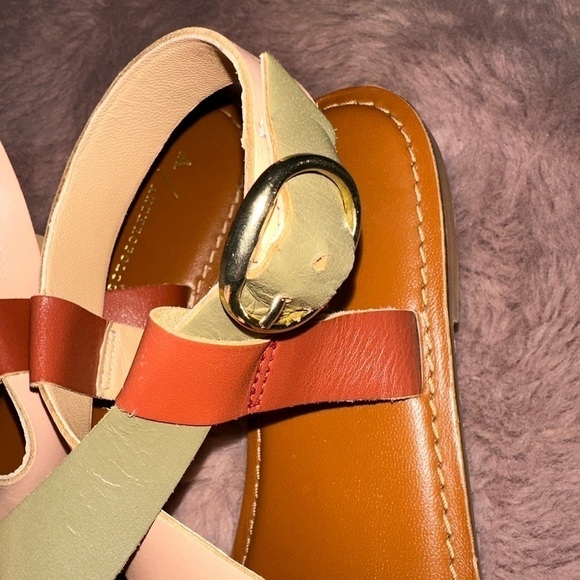 Anthropologie flat criss cross sandals boho bohemian summer buckle toe loop 10M - Picture 3 of 10